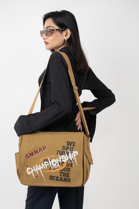 Beige Championship Messenger Bag