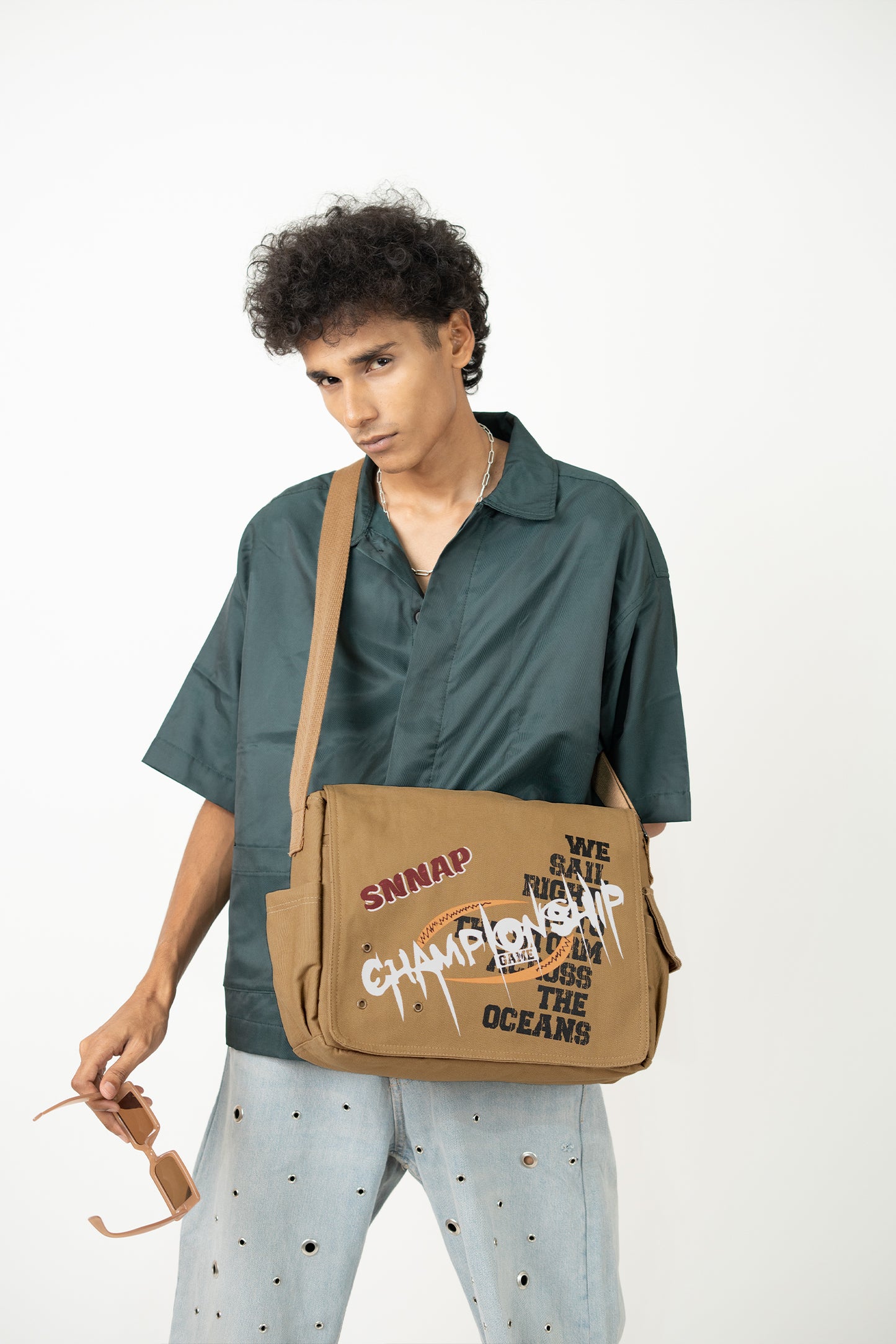 Beige Championship Messenger Bag